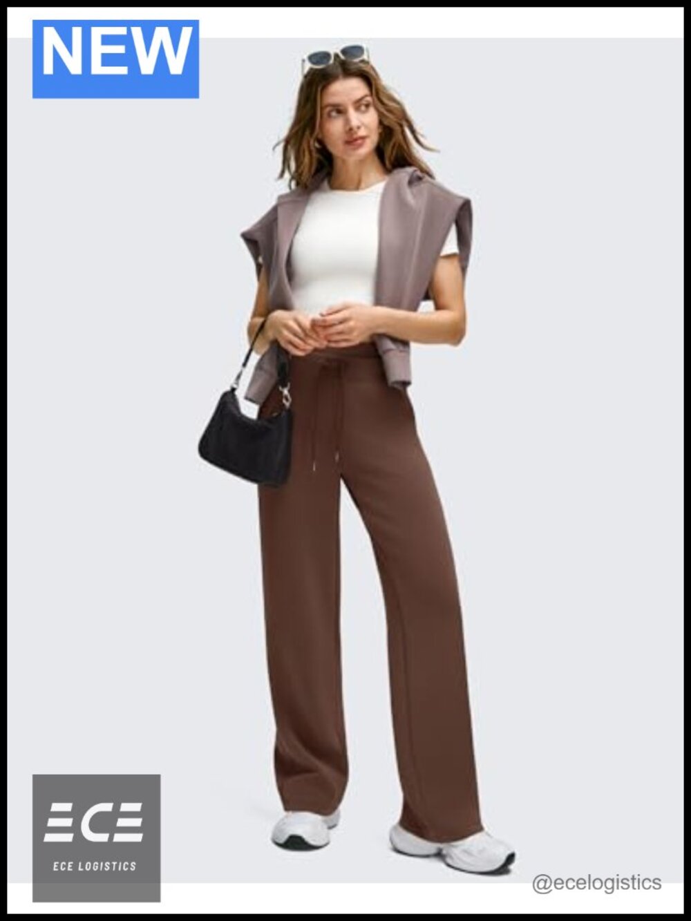 Modal Soft Wide Leg Sweatpants Drawstring Pockets High Rise Lounge - Picture 4 of 6
